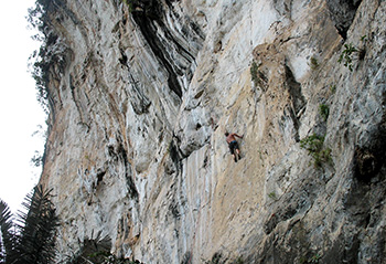 Chong Phli bjuder på fin, vertikal/svagt överhängande klättring. Foto: Andreas Andersson