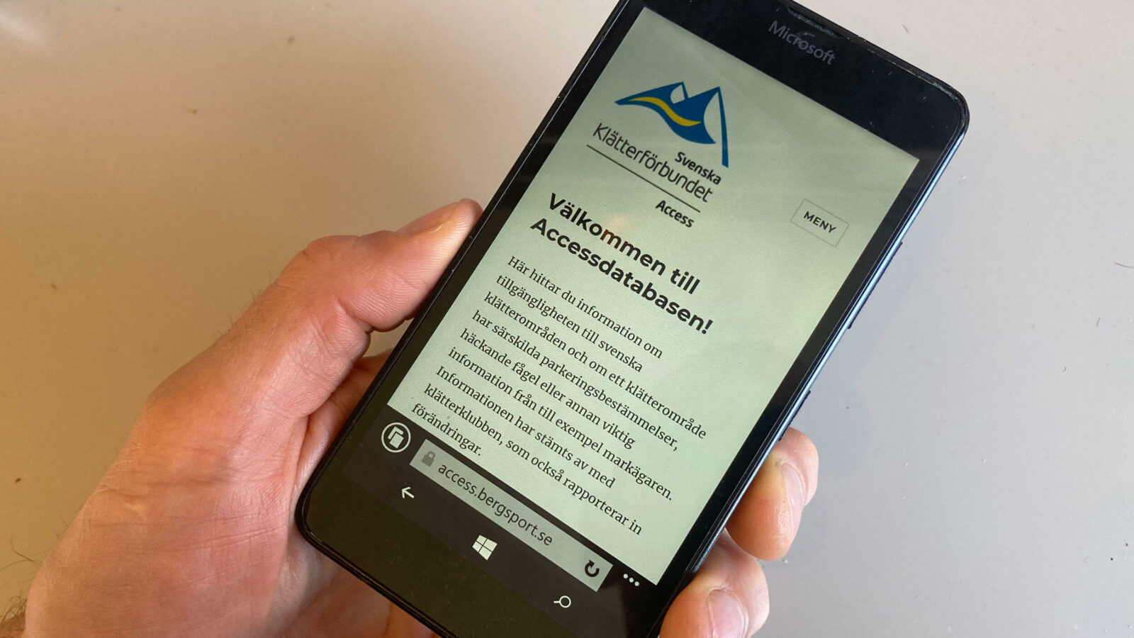 Accessdatabasen i mobiltelefon